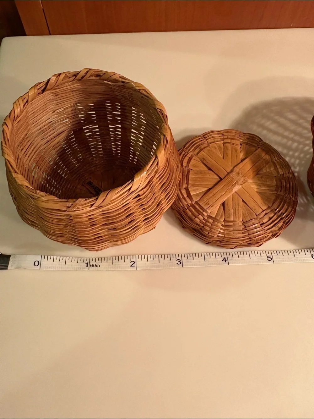 Super Cute Mini Handwoven Natural and Brown Wicker Basket Set Clean Pet/Smoke-fr